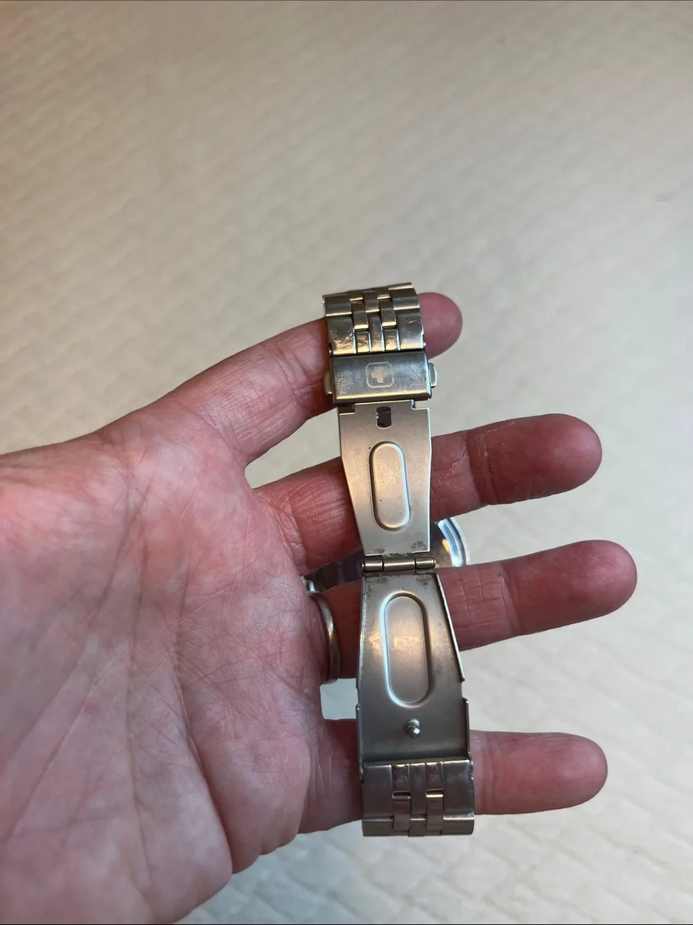 Swiss Military Hanowa Men's Stainless Steel Watch with Red Bezel